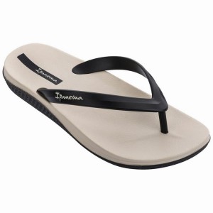 Beige / Black Men's Ipanema Ana Lapa Flip Flops | VETHXZ-158