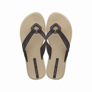 Beige / Black Women's Ipanema Nexo Flip Flops | OBJQXV-706