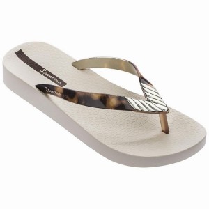 Beige / Brown / Gold Women's Ipanema Elegance Flip Flops | DWZBUJ-092