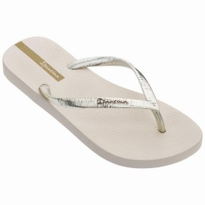 Beige / Gold Women's Ipanema Glam II Flip Flops | KJTLCU-950