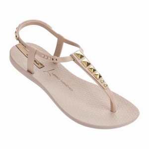 Beige / Gold Women's Ipanema Premium Lenny Rocker Sandals | LTHBJS-790