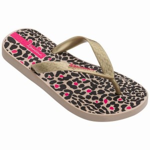 Beige / Gold / Black Kids' Ipanema Classic VIII Flip Flops | CXKABQ-243