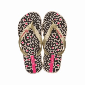 Beige / Gold / Black Kids' Ipanema Classic VIII Flip Flops | YHDOAN-604