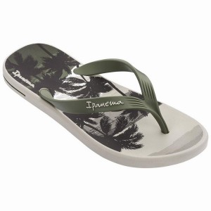 Beige / Green Men's Ipanema Posto 10 Temas Flip Flops | WYTSVM-074