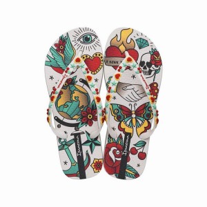 Beige / Green Women's Ipanema Sem Igual Tattoo Flip Flops | MRLISU-579