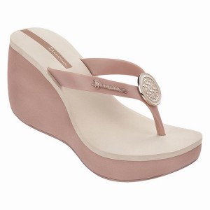 Beige / Pink Women's Ipanema Bossa Flip Flops | NWVLZT-253