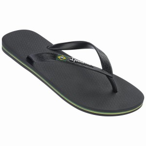 Black Men's Ipanema Brasil Classic II Ad Flip Flops | MPVCHO-530