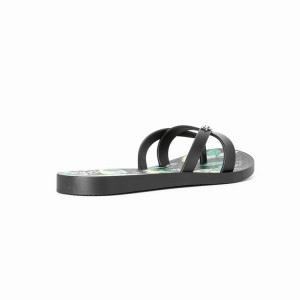 Black Women's Ipanema Kirei Silk V Flip Flops | ZFXTBG-291