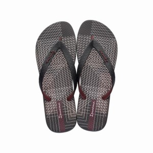 Black / Burgundy Men's Ipanema Parati II Flip Flops | RBILCZ-028