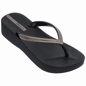 Black / Silver Women's Ipanema Mesh Plat V Flip Flops | ELCSNI-281