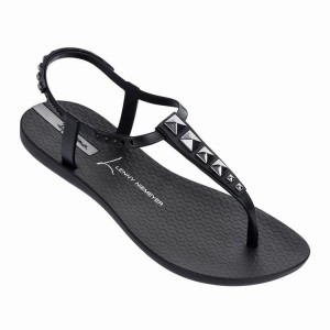 Black / Silver Women's Ipanema Premium Lenny Rocker Sandals | RDGSNB-152