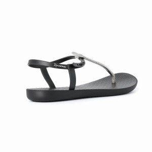 Black / Silver Women's Ipanema Ribba Sandals | TQNSAG-579