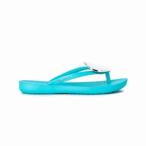 Blue / Silver Kids' Ipanema Wave Heart Flip Flops | FGIJOL-621