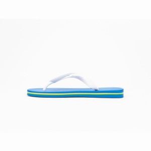 Blue / White Men's Ipanema Brasil Classic II Ad Flip Flops | WBHNVD-819