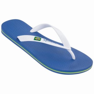 Blue / White Men's Ipanema Classic Brazil II Flip Flops | HTCUFV-635