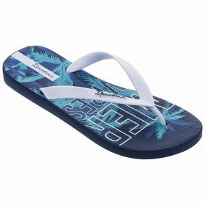 Blue / White Men's Ipanema Summer Flip Flops | QJTFBC-906