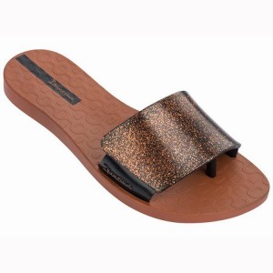 Brown / Gold Women's Ipanema Livia Flip Flops | TYFXSA-463