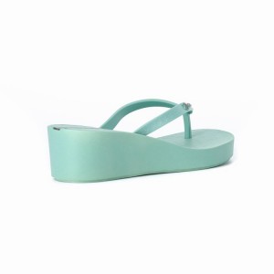 Green Women's Ipanema Daisy Wedge Flip Flops | REDWSM-074