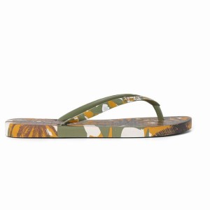 Green / Brown Women's Ipanema I Love Sun Flip Flops | TAHUYF-583