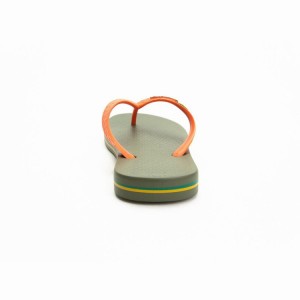 Green / Orange Kids' Ipanema Brazil Flip Flops | HVJZWC-318