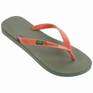 Green / Orange Men's Ipanema Classic Brazil II Flip Flops | VOXQGC-257