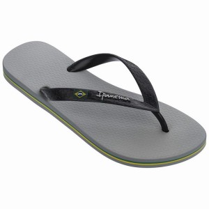 Grey / Black Men's Ipanema Brasil Classic II Ad Flip Flops | YDJNKH-592