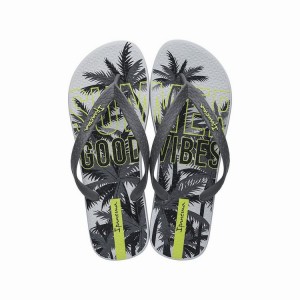 Grey / Black Men's Ipanema Summer Flip Flops | BPYFZD-240