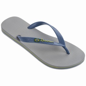 Grey / Blue Men's Ipanema Brasil Classic II Ad Flip Flops | RYVIAN-750