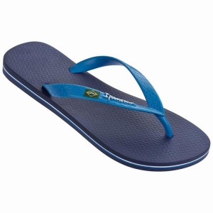 Navy / Blue Men's Ipanema Brasil Classic II Ad Flip Flops | GJNUAP-593