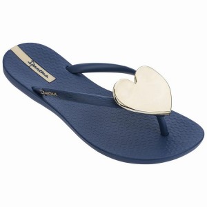 Navy / Gold Women's Ipanema Maxi Fashion II Flip Flops | KPIJZT-602