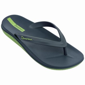 Navy / Green Men's Ipanema Ana Lapa Flip Flops | XSWNBC-028