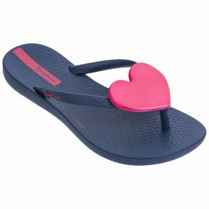 Navy / Pink Kids' Ipanema Maxi Fashion Flip Flops | ETWQGL-591