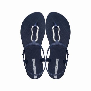 Navy / Silver Women's Ipanema Class Mood Sandals | VQKRSN-536