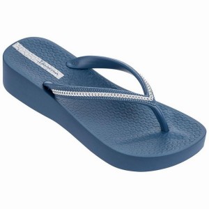 Navy / Silver Women's Ipanema Mesh Plat II Flip Flops | OBMVJS-460