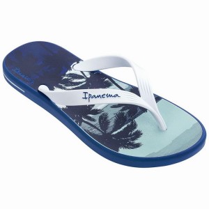 Navy / White Men's Ipanema Posto 10 Temas Flip Flops | FTDQNZ-839