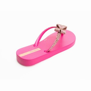 Pink / Gold Kids' Ipanema Glitter IV Flip Flops | WVXSNH-791