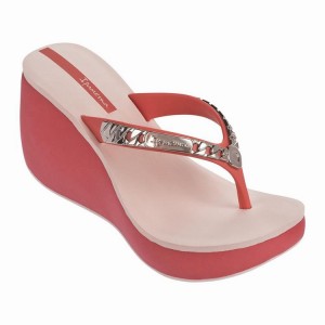 Pink / Silver Women's Ipanema Lipstick Chains Flip Flops | RSYLAO-394