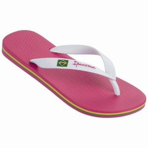 Pink / White Women's Ipanema Brasil Classic II Flip Flops | OAZWRL-978