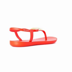 Red / Gold Women's Ipanema Leaf Sandals | MDULHB-475