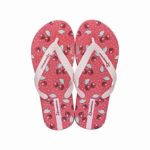 Red / Pink Kids' Ipanema Temas IX Flip Flops | RFCODV-826