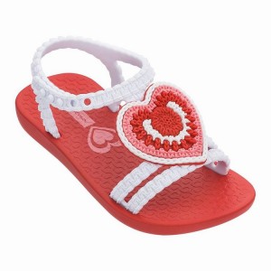 Red / White Baby Ipanema V Sandals | JRCAXO-973