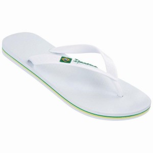 White Men's Ipanema Classic Brazil II Flip Flops | NXGVRK-643