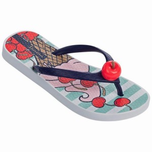 White / Blue Kids' Ipanema Sweet Flip Flops | XSJMFB-742