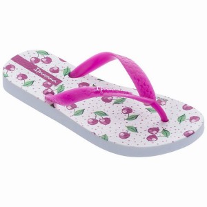 White / Pink Kids' Ipanema Temas IX Flip Flops | EFGNUS-598