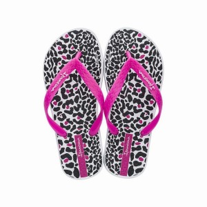 White / Pink / Black Kids' Ipanema Classic VIII Flip Flops | VDYTBP-453