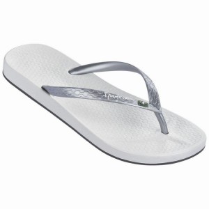 White / Silver Women's Ipanema Anatomic Brilliant III Flip Flops | CIPRDT-936