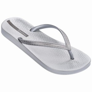 White / Silver Women's Ipanema Mesh IV Flip Flops | CVADHE-314