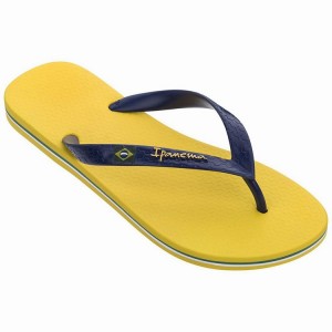 Yellow / Blue Men's Ipanema Brasil Classic II Ad Flip Flops | YICVMB-604