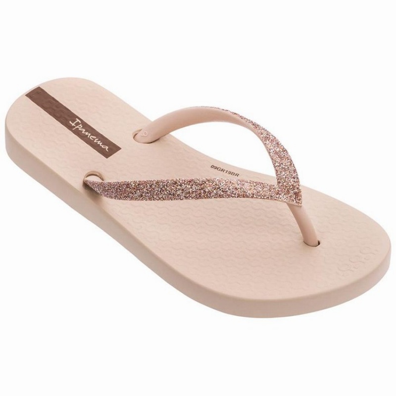 Beige Kids\' Ipanema Glitter IV Flip Flops | KTYQUV-610