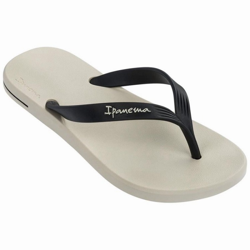 Beige / Black Men's Ipanema Posto 10 Flip Flops | WDHSEU-936